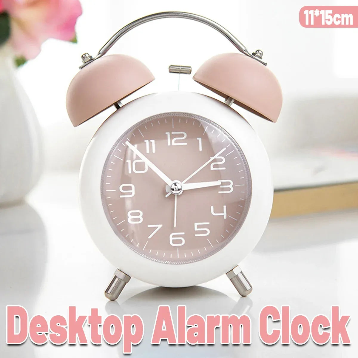 Strong Wake-Up Alarm Clock with Night Light Battery-Powered Silent Durable